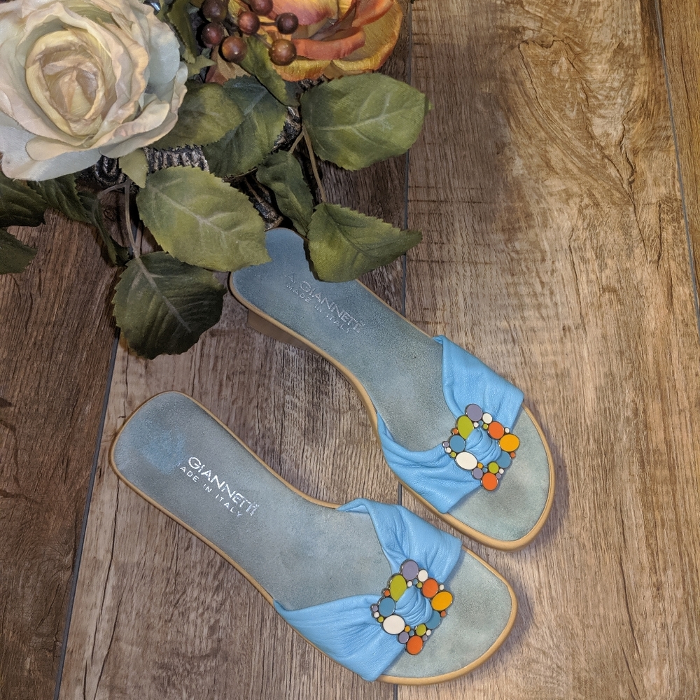 Gianetti Blue Slip On Wedges size 6. #F